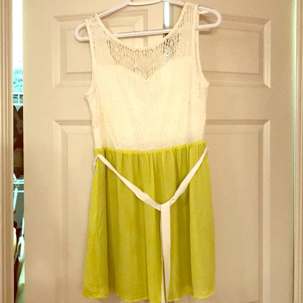 Lime & White mini dress